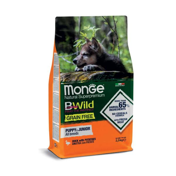 Monge BWild Grain Free Puppy Junior Anatra con Patate 2,5kg