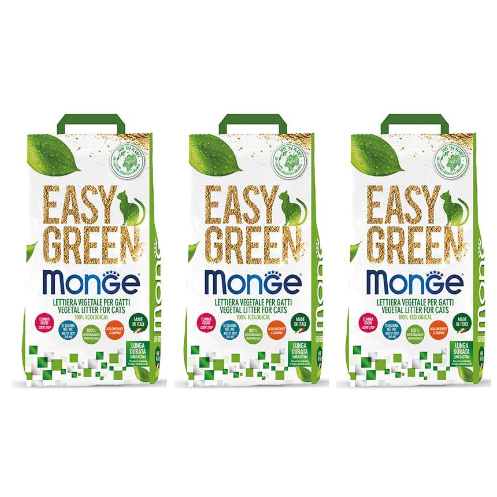 Monge Easy Green 10 Litri Lettiera Agglomerante Vegetale - OFFERTA 3 Sacchi