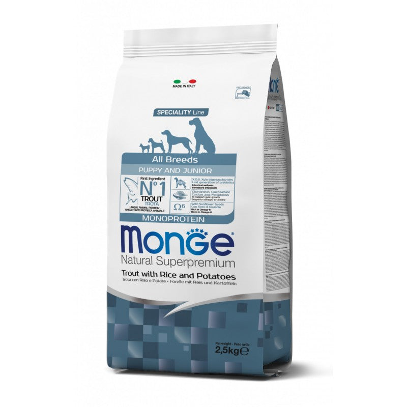 Monge Natural Superpremium Puppy Junior All Breeds Trota Riso e Patate 2,5kg