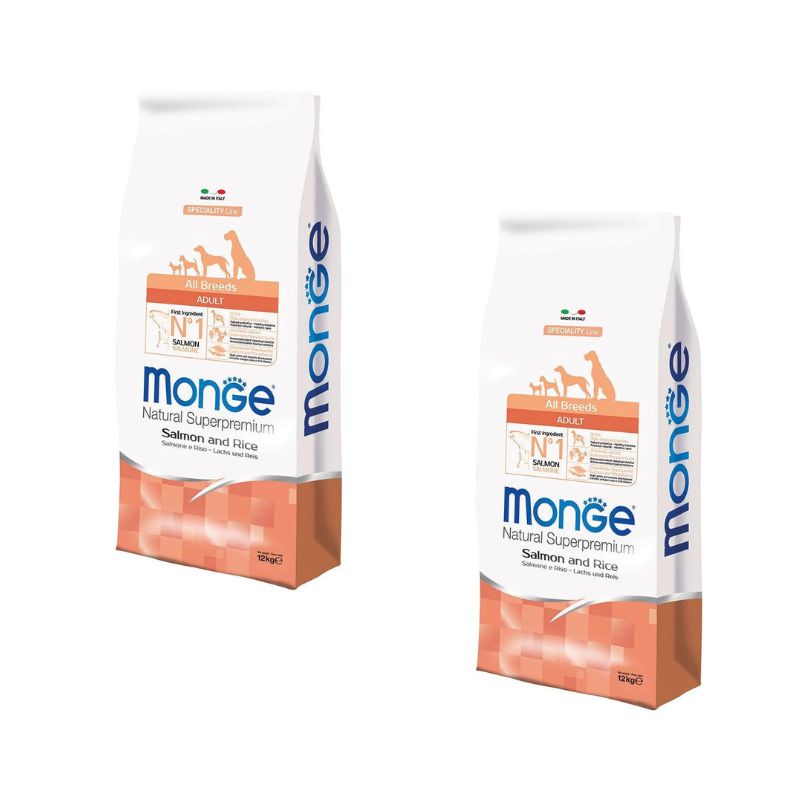 Monge Crocchette Superpremium Salmone e Riso - 12 kg - OFFERTA 2 Sacchi