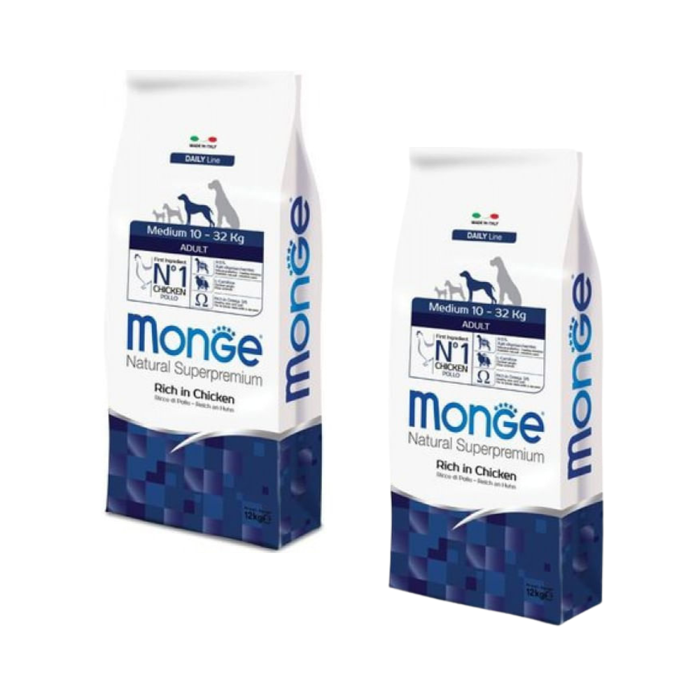Monge Superpremium Adult Medium 12kg Crocchette per cani - 2 Sacchi