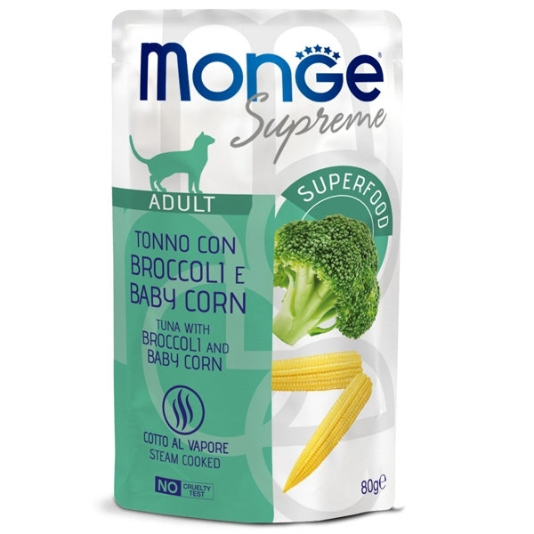 Monge Supreme Tonno con Broccoli 80gr Alimento umido per gatti