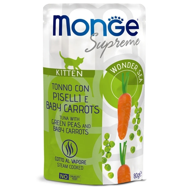 Monge Supreme Kitten Tonno con Piselli 80gr Alimento umido per Gatti