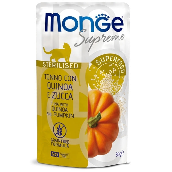 Monge Supreme Sterilised Tonno Quinoa e Zucca 80gr Alimento umido per Gatti