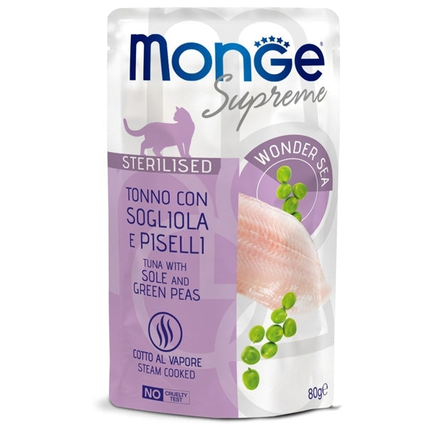 Monge Supreme Gatto Sterilizzato Tonno con Sogliola 80gr - Alimento per Gatti