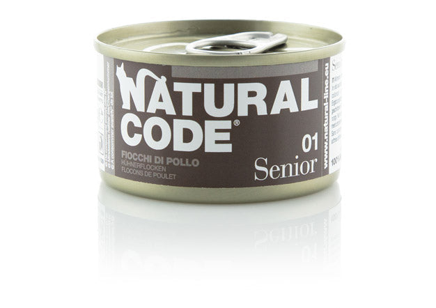 Natural Code 01 Senior Fiocchi di Pollo Umido Gatto 85 Gr