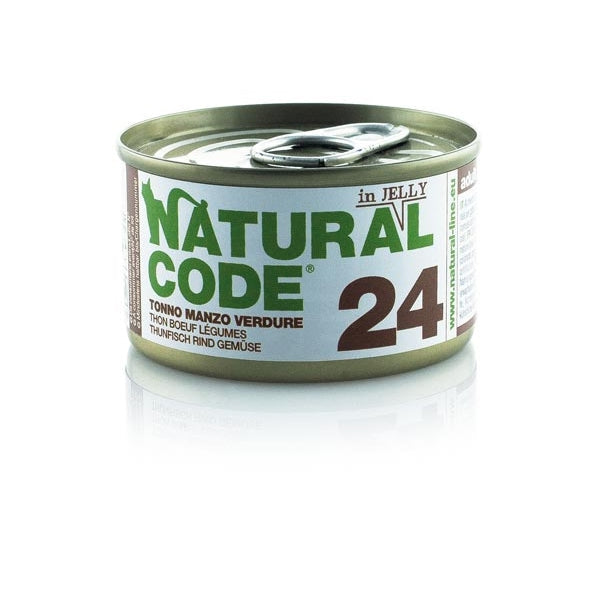 Natural Code 24 Tonno Manzo e Verdure Umido Gatto 85 Gr