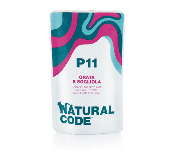 Natural Code P11 Orata e Sogliola Umido Gatto 70 Gr