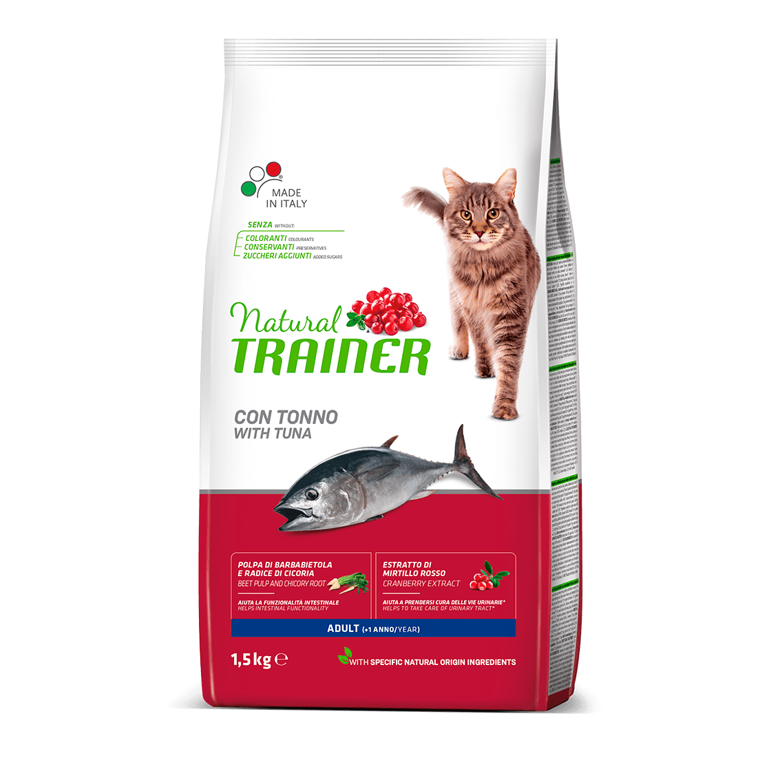 Natural Trainer Adult con Tonno 1,5kg - Crocchette Gatti