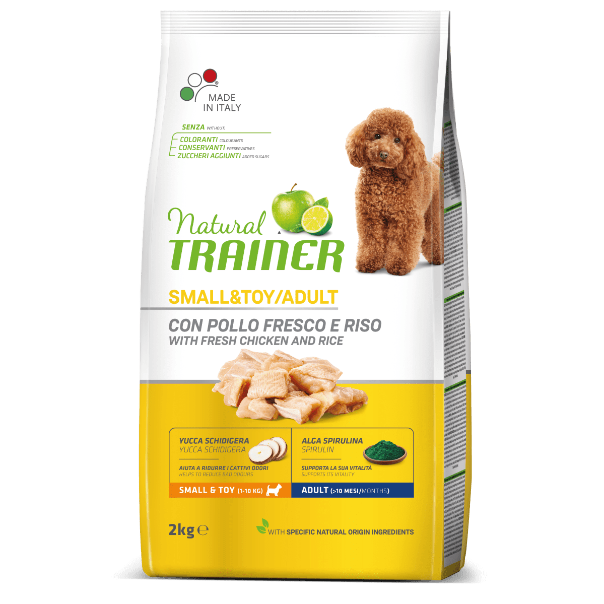 Natural Trainer Adult Small & Toy con Pollo fresco & Riso 2kg