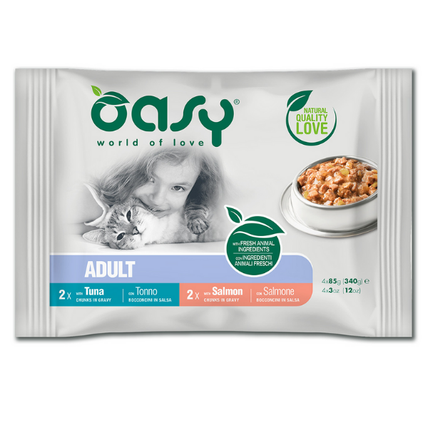 Oasy Bocconcini in Salsa Tonno e Salmone 4x85gr