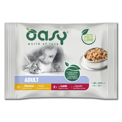 Oasy Adult Bocconcini in salsa Multipack Meat Selection Umido Gatto 4x85 Gr
