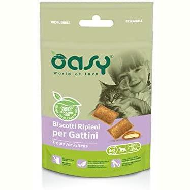 Oasy Biscotti Ripieni Pollo per Gattini Snack Kitten 60 Gr