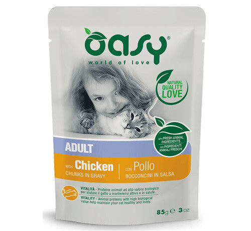 Oasy Bocconcini Adult Pollo Umido Gatto 85 Gr