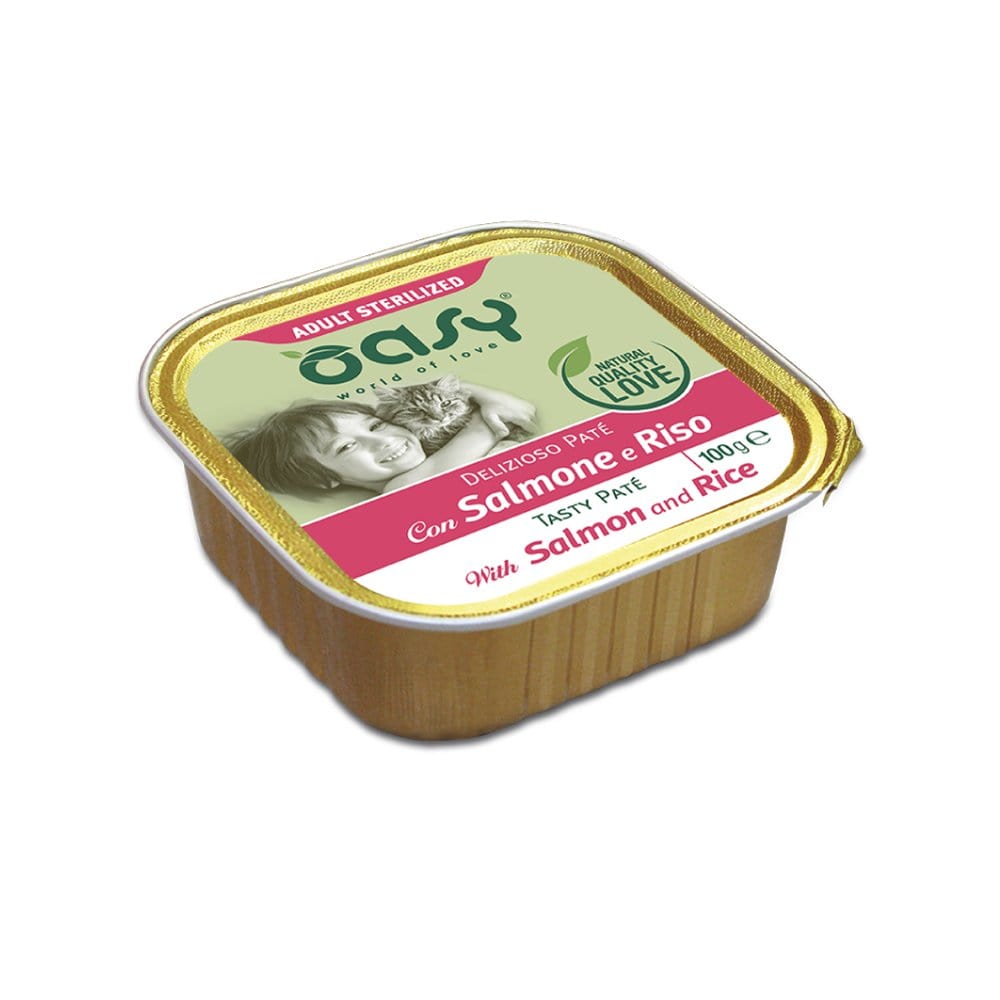 Oasy Deliziono Paté Adult Sterilized Salmone e Riso Umido Gatto 100 Gr