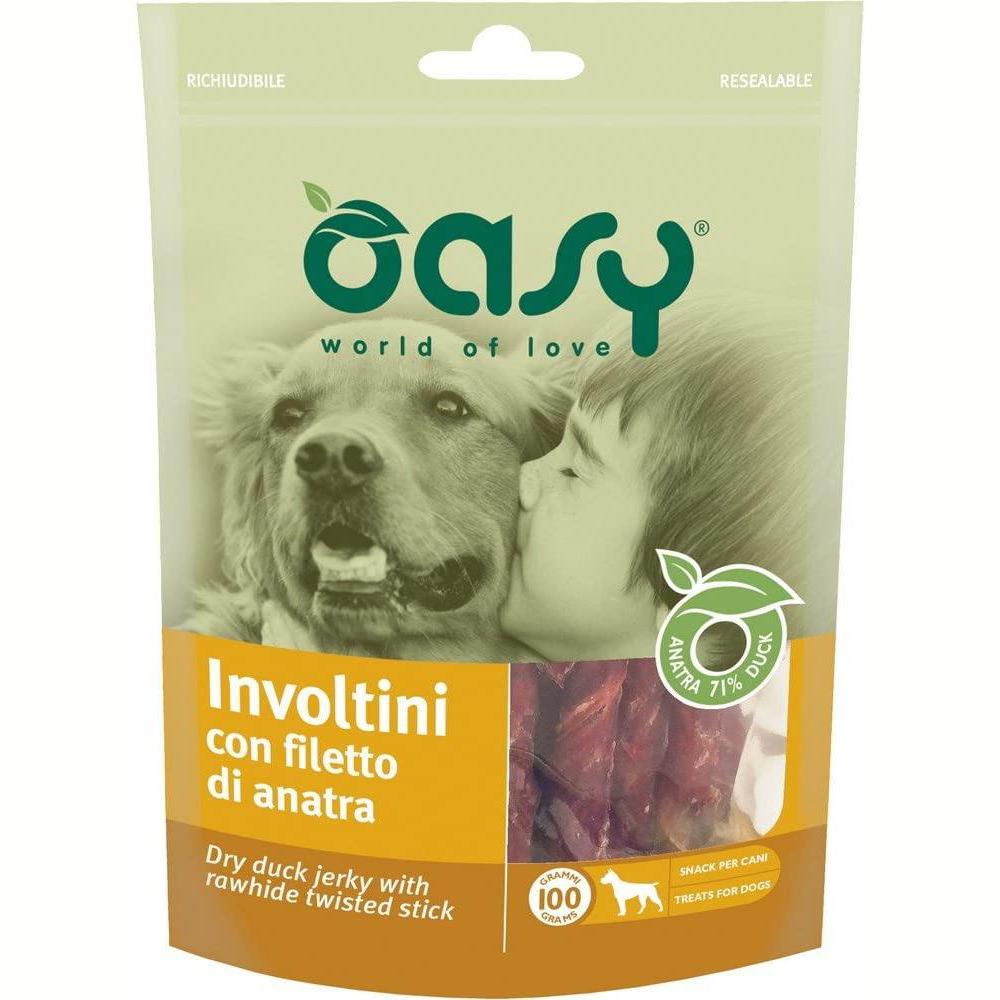 Oasy Involtini con Filetto di Anatra 100gr Snack per Cani