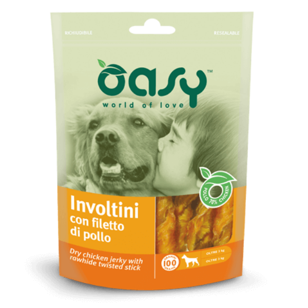 Oasy Involtini con Filetto di Pollo Snack Cani 100 Gr