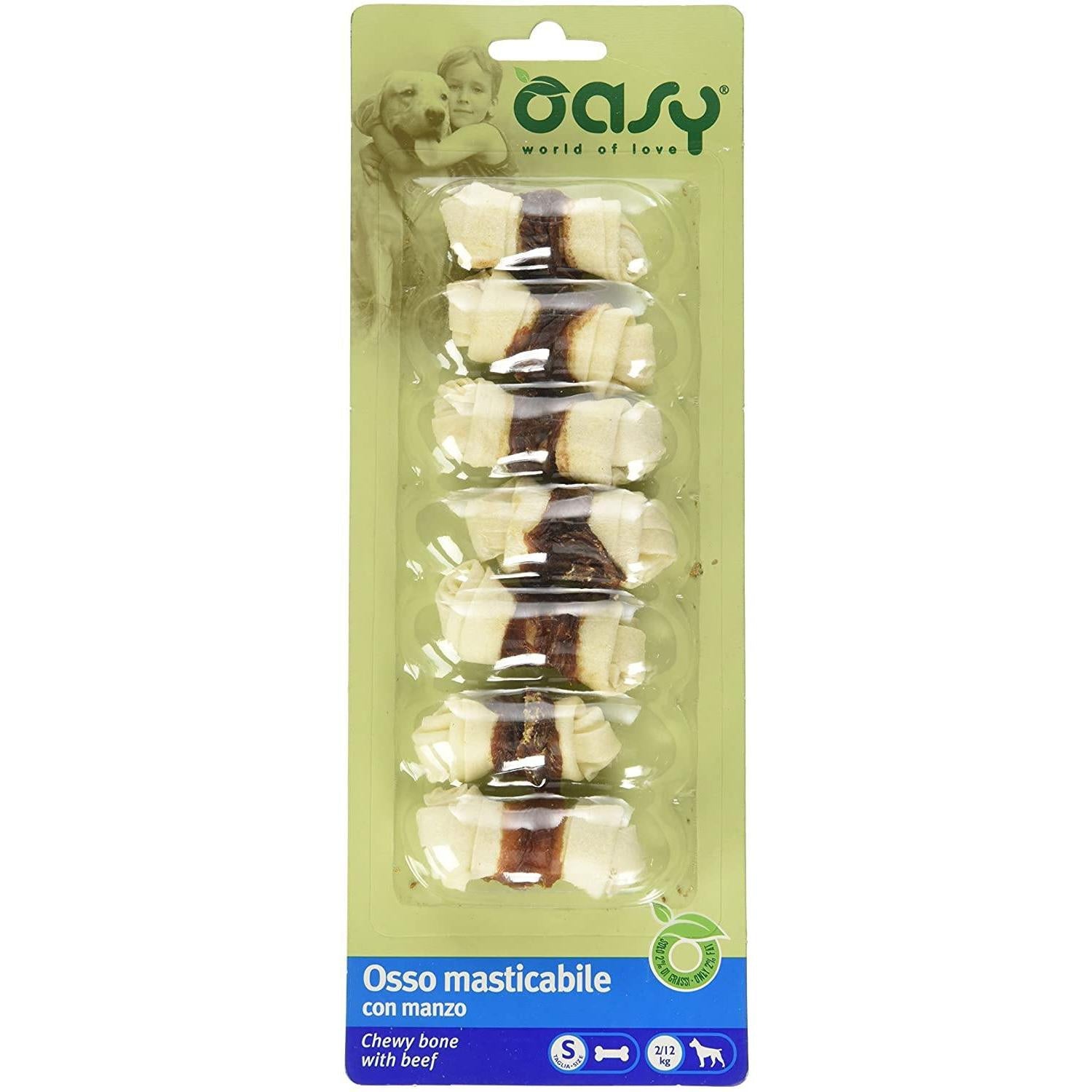 Oasy Osso Masticabile con Manzo Snack Cani Snack Cani Taglia S 85 Gr