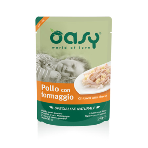 Oasy Specialità Naturale Pollo con Formaggio Umido per Gatti 70 Gr