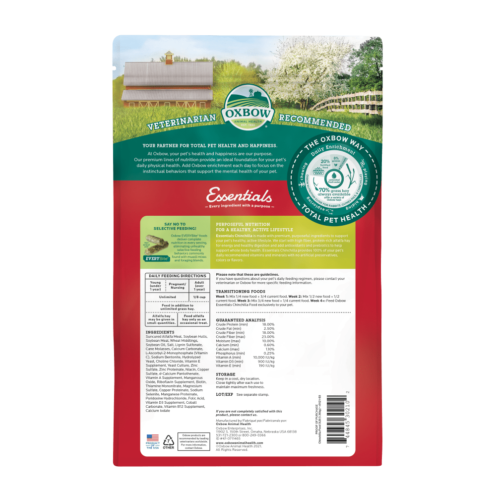 Oxbow Essential Chinchillà Food Cibo per Chinchillà 4,54 Kg