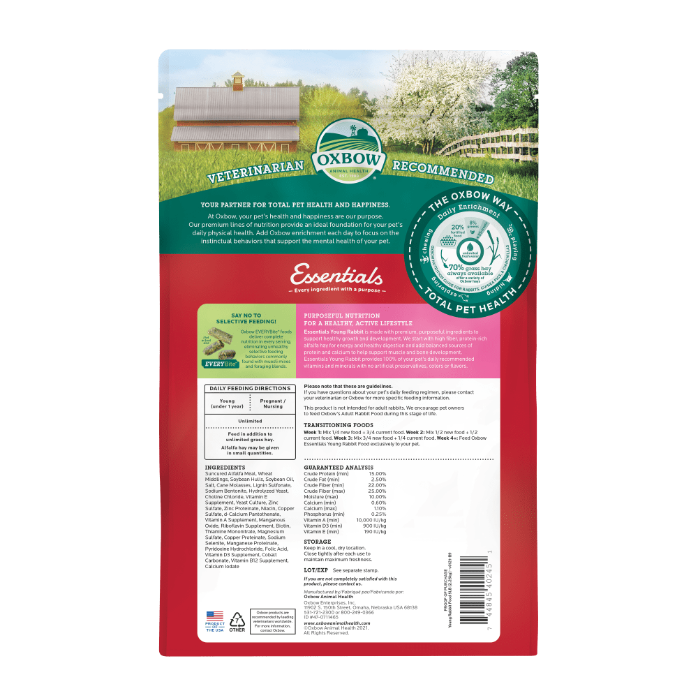 Oxbow Young Rabbit Food 4,54 Kg Alimento per Conigli