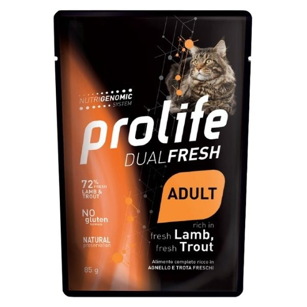 Prolife Adult Agnello&Trota 85gr Alimento umido per Gatti