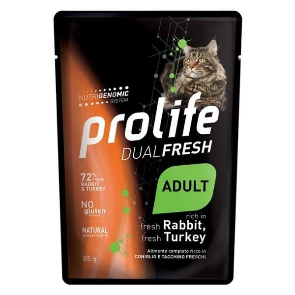 Prolife Adult Coniglio&Tacchino 85gr Alimento umido per Gatti