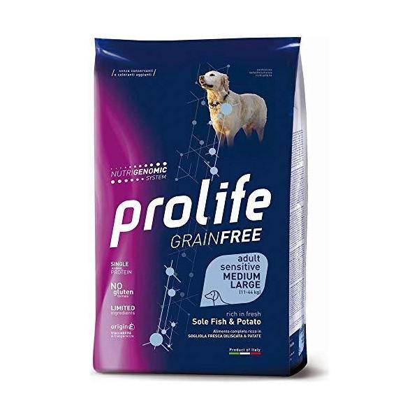 Prolife Grain Free Adult Sensitive Medium/Large Sogliola e Patate 10 Kg