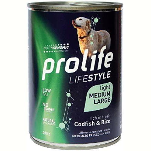 Prolife Light Medium/Large Merluzzo&Riso 400gr Alimento umido per Cani