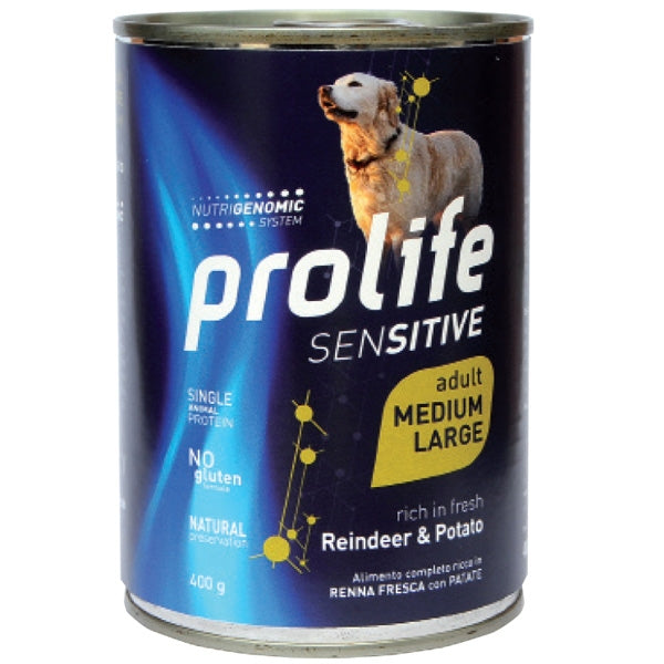 Prolife Adult Medium/Large Renna&Patate 400gr Alimento umido per Cani