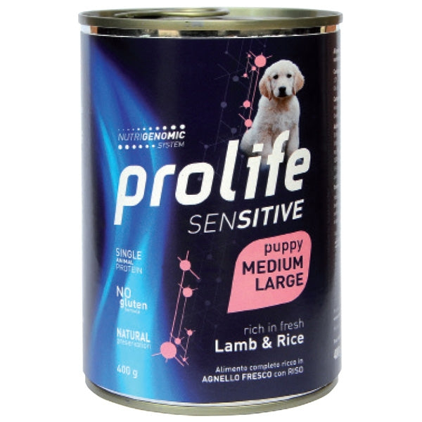 Prolife Puppy Medium/Large Agnello&Riso 400gr Alimento umido per Cani