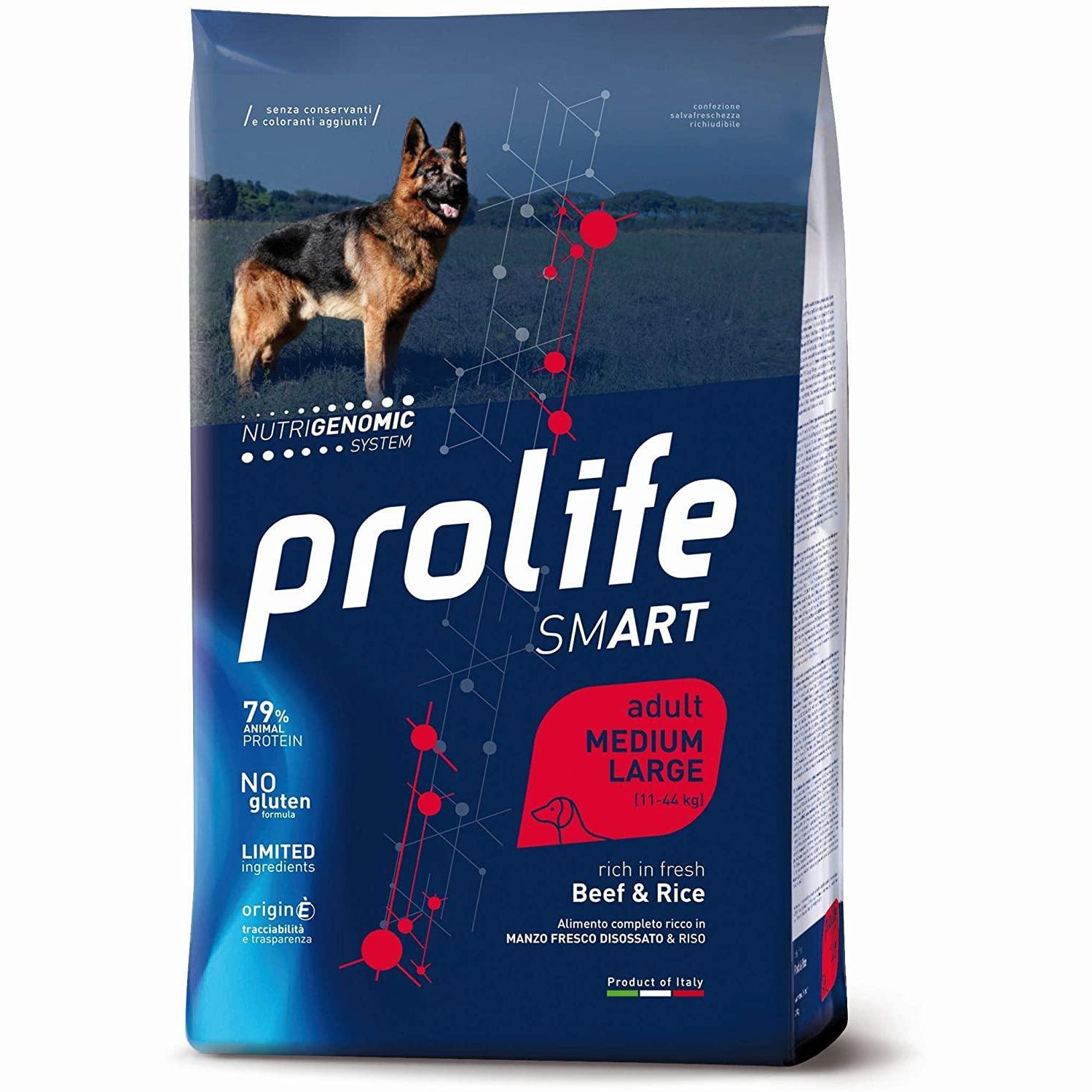 Prolife Adult Manzo&Riso 2,5kg - Crocchette per Cani Medium/Large