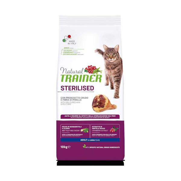 Trainer Natural Sterilised Adult con Prosciutto Crudo e Fibra di Pisello 10Kg