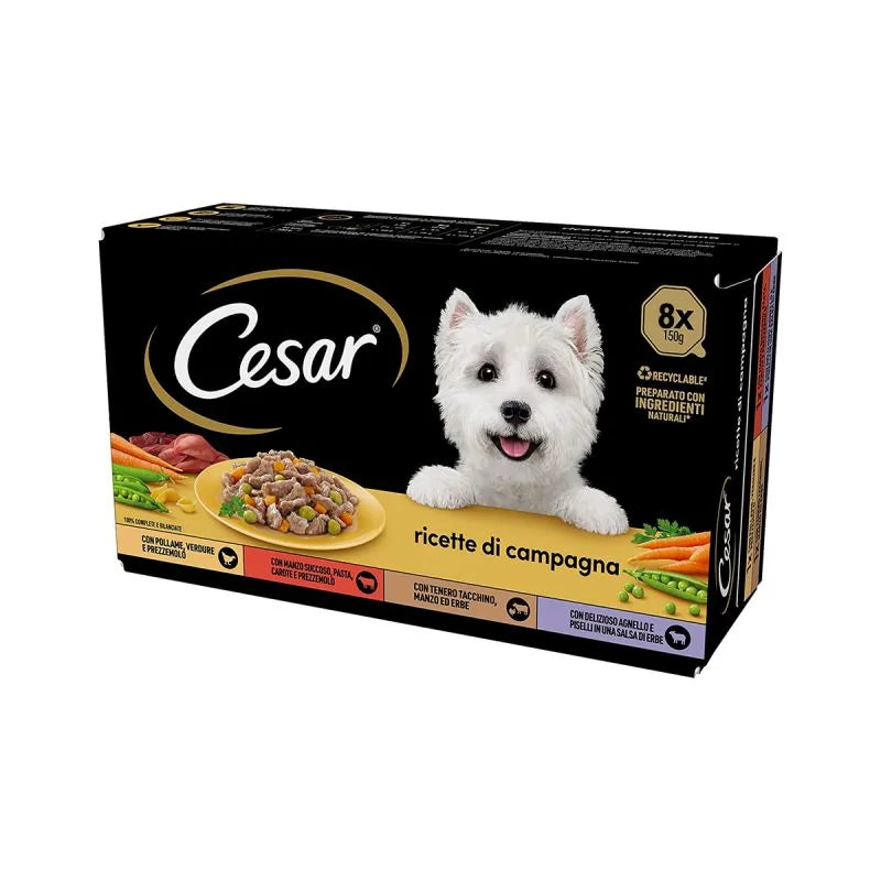 Cesar Ricette di Campagna 8X150gr Alimento umido per Cani