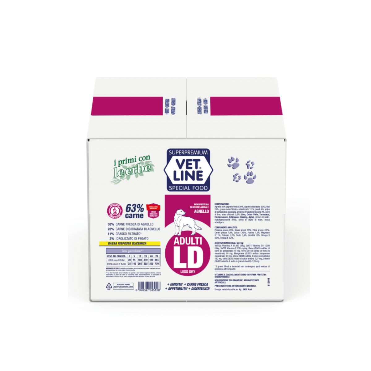 Vet line Adulti LD Agnello 12 Kg (3 Pezzi x 4Kg)