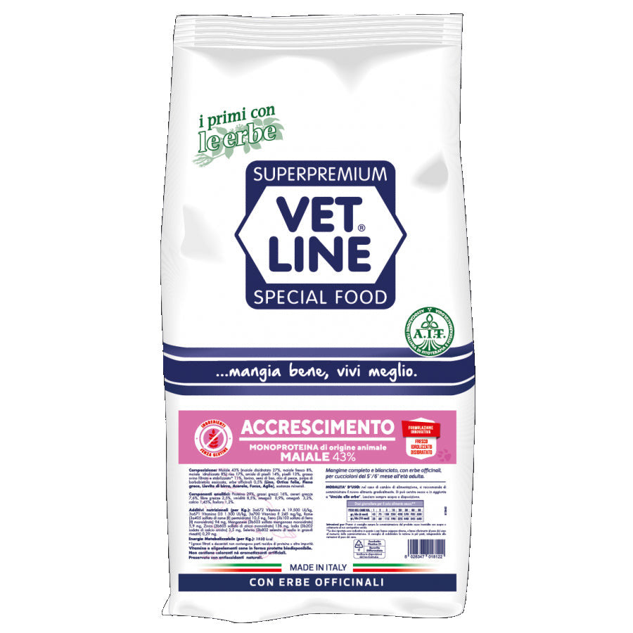 Vet Line Crocchette Cane Accrescimento - Maiale 3 Kg