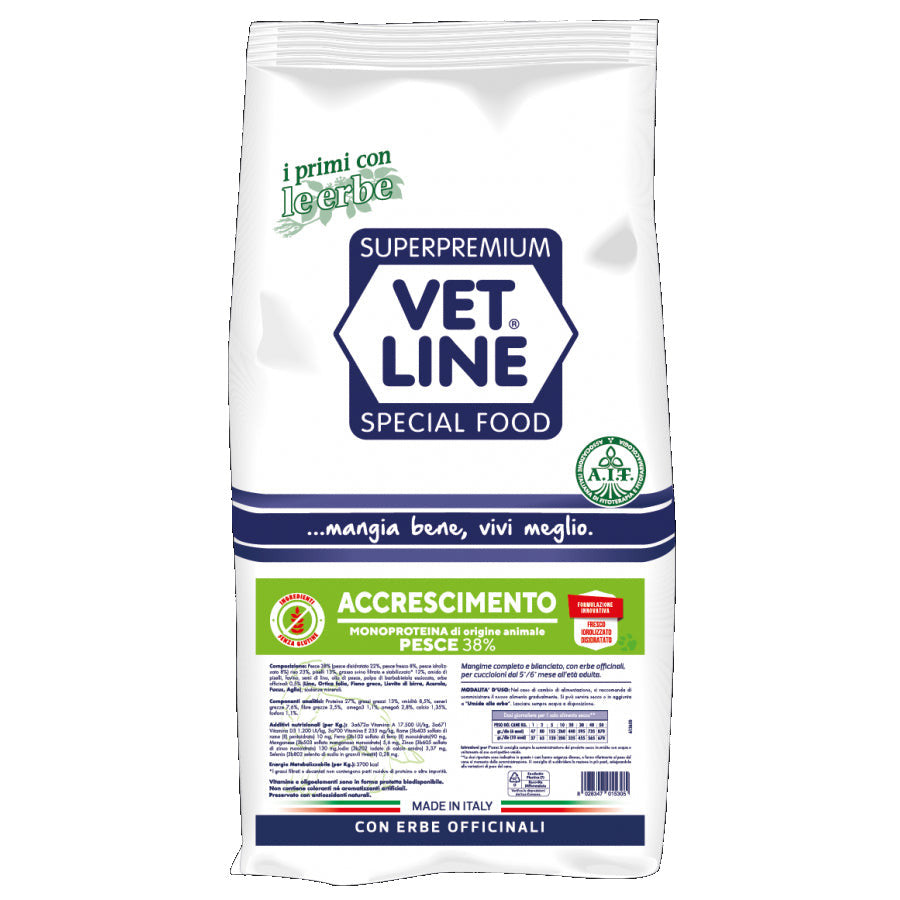 Vet Line Crocchette Cane Accrescimento - Pesce 3 Kg