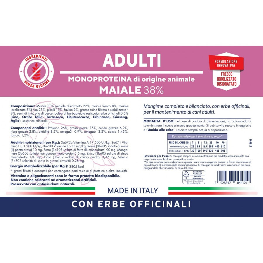 Vet Line Crocchette Cane Adulti - Maiale 12,5 Kg