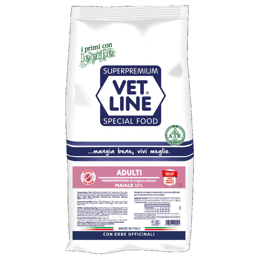 Vet Line Crocchette Cane Adulti - Maiale 12,5 Kg