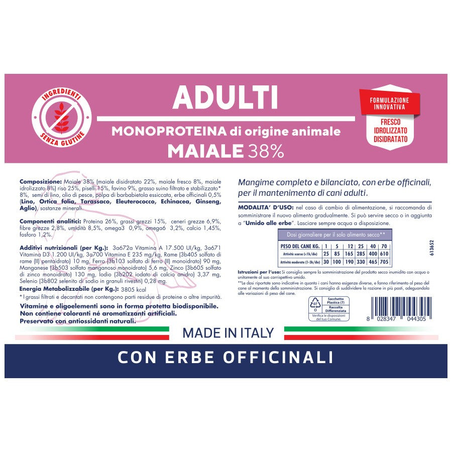 Vet Line Crocchette Cane Adulti - Maiale 3 Kg