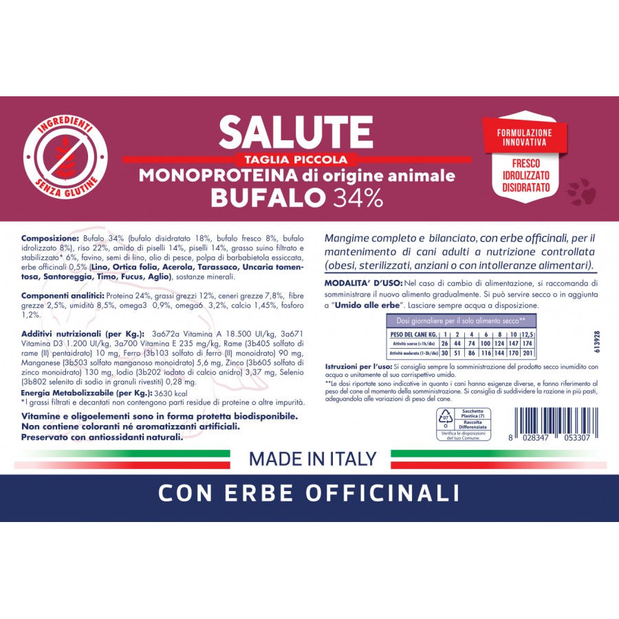 Vet Line Crocchette Cane Salute Bufalo Taglia Piccola 3 kg