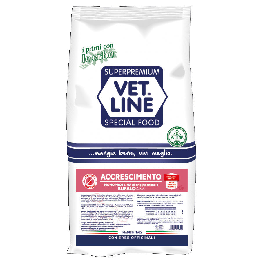 Vet Line Secco Cane Accrescimento Bufalo 3 Kg