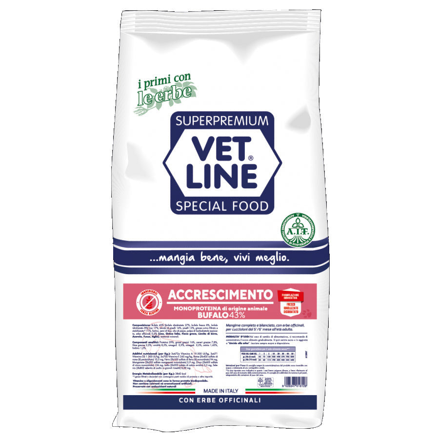 Vet Line Secco Cani Accrescimento Bufalo 12,5 Kg