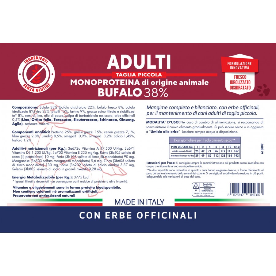 Vet Line Secco Cani Adulti Taglia Piccola Bufalo 3 Kg