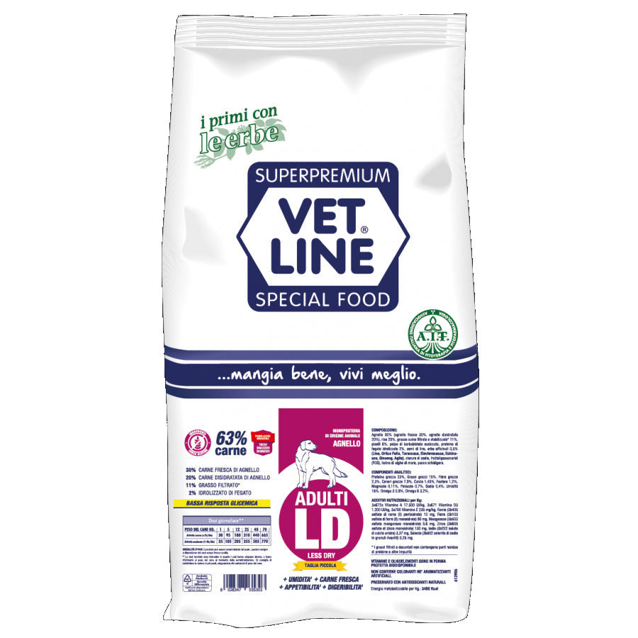 Vet Line Secco Cani Adulti Taglia Piccola Less Dry Agnello 3 Kg