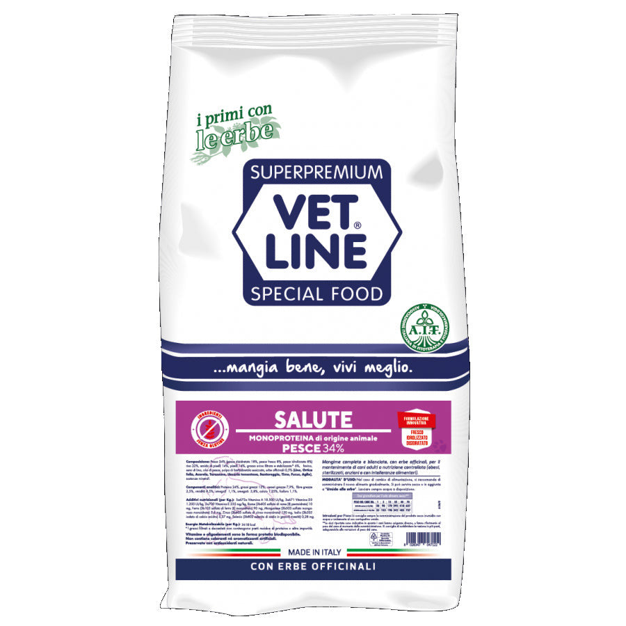 Vet Line Secco Cani Salute Pesce 12,5 Kg