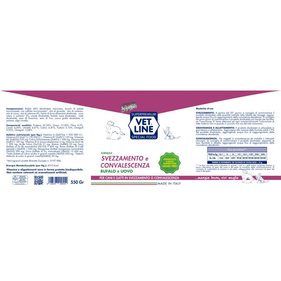 Vet Line Secco Cani Svezzamento e Convalescenza 550 Gr