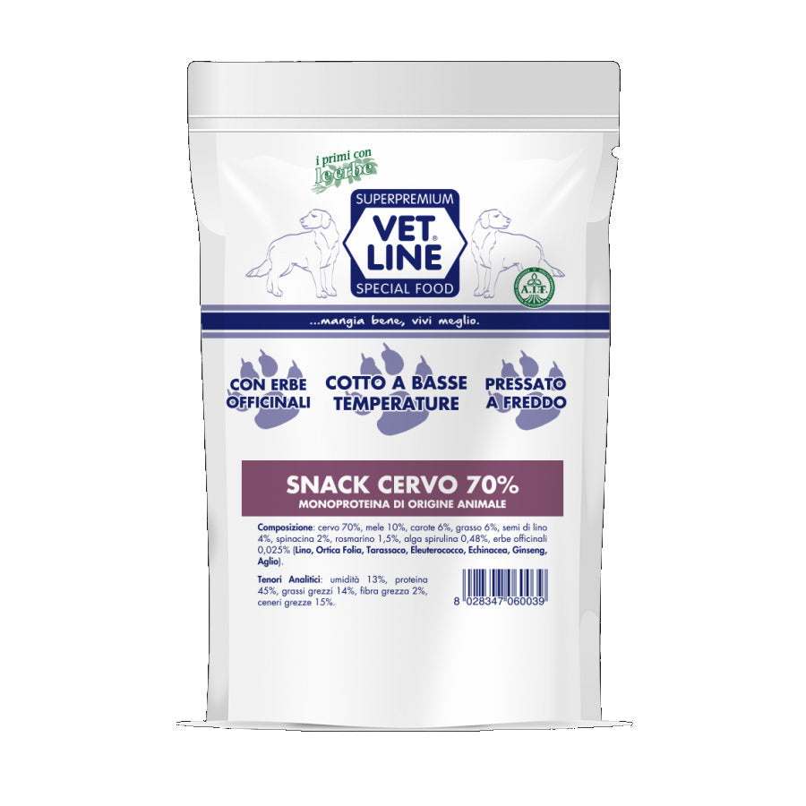 Vet Line Snack per Cani Cervo Monoproteico Grain Free 80 Gr
