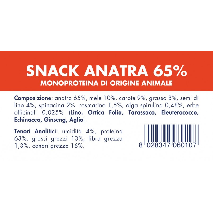 Vet Line Snack per Cani all'Anatra 80g Grain Free