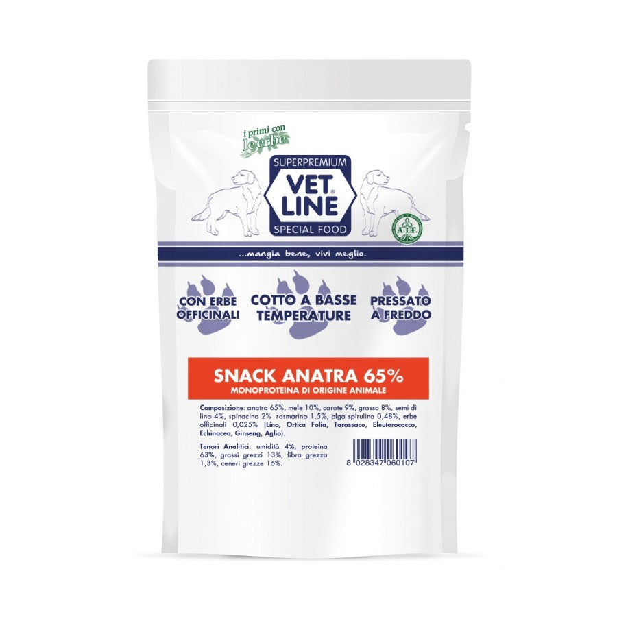 Vet Line Snack per Cani all'Anatra 80g Grain Free